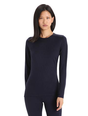 Base Layers Icebreaker Merino 200 Oasis Long Sleeve Crewe Thermal Top Damskie Granatowe | PL 1018SGLO